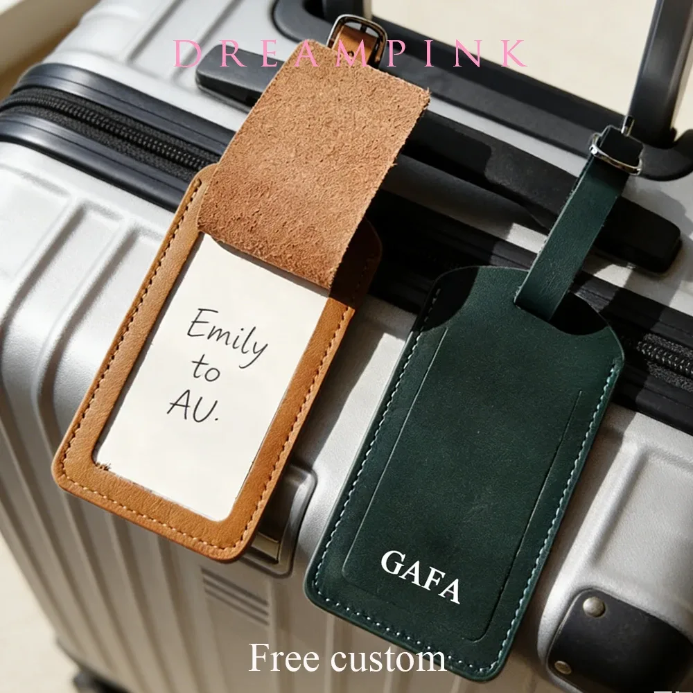 Étiquette à bagages en cuir véritable personnalisée avec nom, lettres personnalisées, accessoires de voyage, étiquette de valise, étiquette de bagage de luxe, marqueur de valise à roulettes