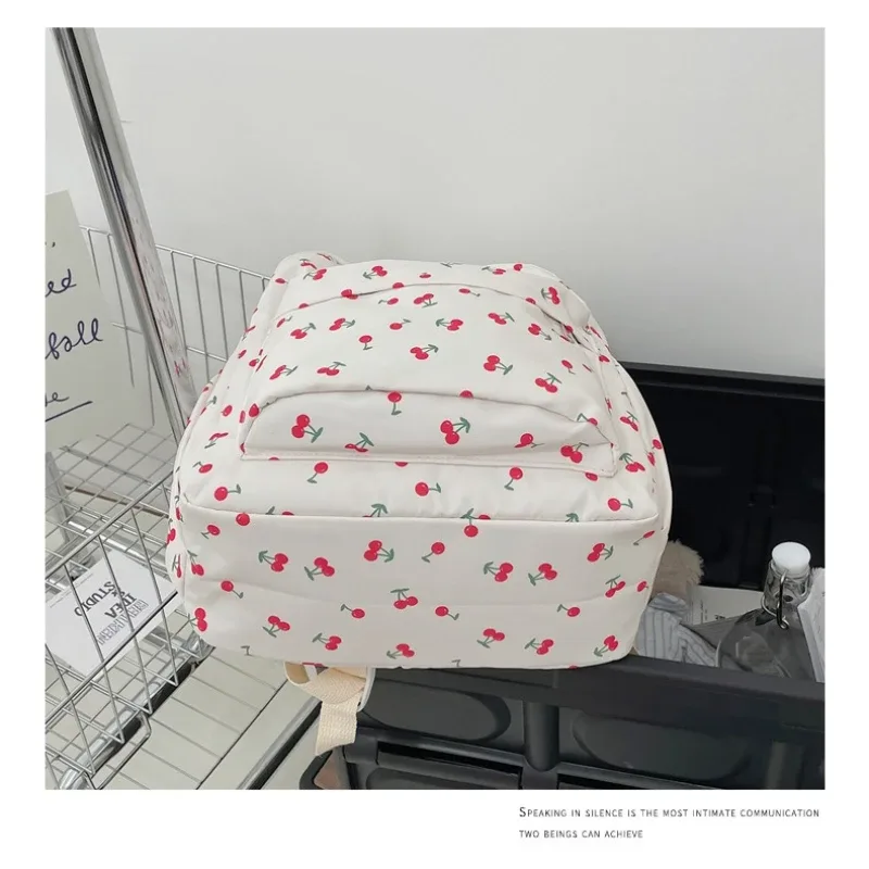 sac à dos tendance pour femmes, motif cerise, sac à dos de voyage, sangle réglable, fermeture éclair, pour le travail, le shopping, l'école