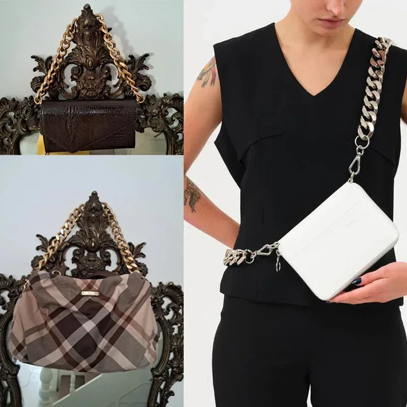 sac à bandoulière de bonne qualité, 1 pièce, chaîne épaisse en métal, sac sous les bras, sangle d'épaule, décoration, chaîne en aluminium étendue
