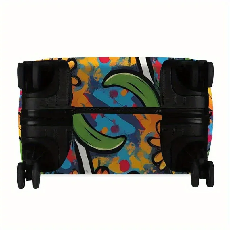 housse de bagage à motif marguerite – un accessoire de voyage anti-poussière et extensible, adapté aux valises de 18 à 32 pouces.
