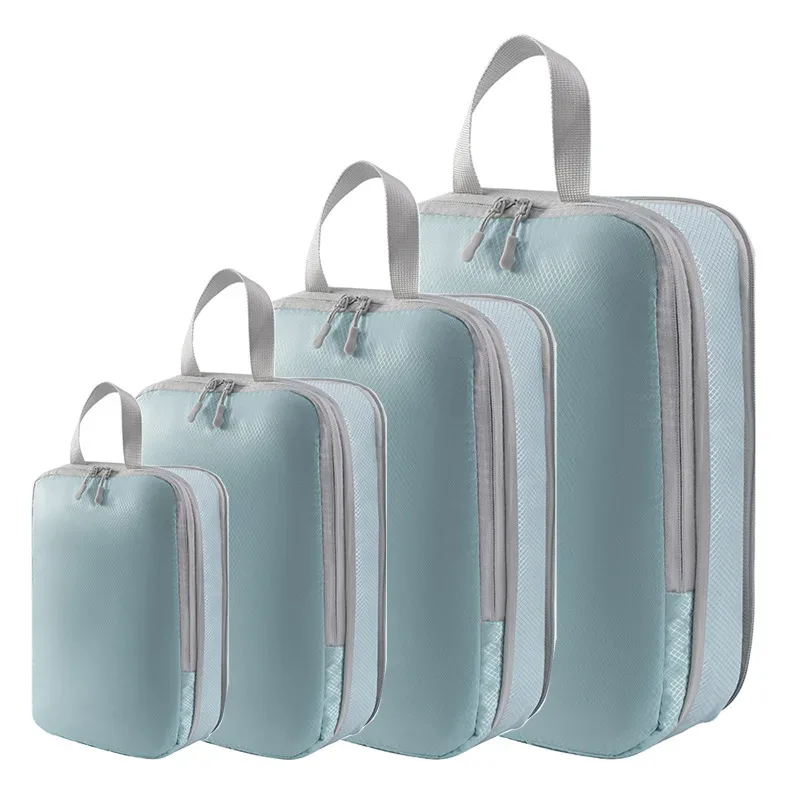 ensemble de 4 sacs de rangement pour vêtements de voyage, sacs de compression, organisateur de voyage extensible pour vêtements, articles de toilette, organisation de la valise