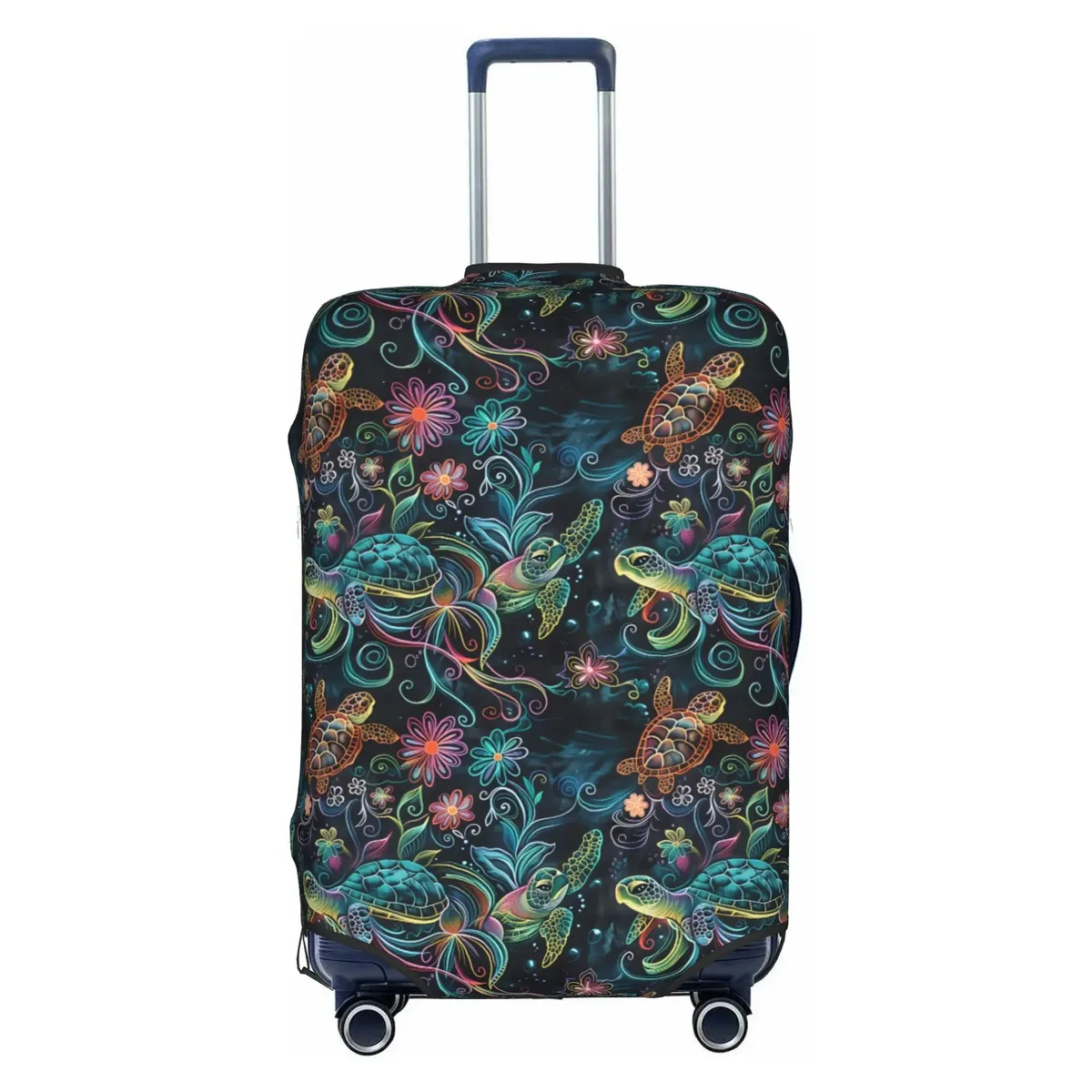 housse de protection pour valise, motif tortues marines sur fond bleu marine, mignonne, convient aux valises de 18 à 32 pouces