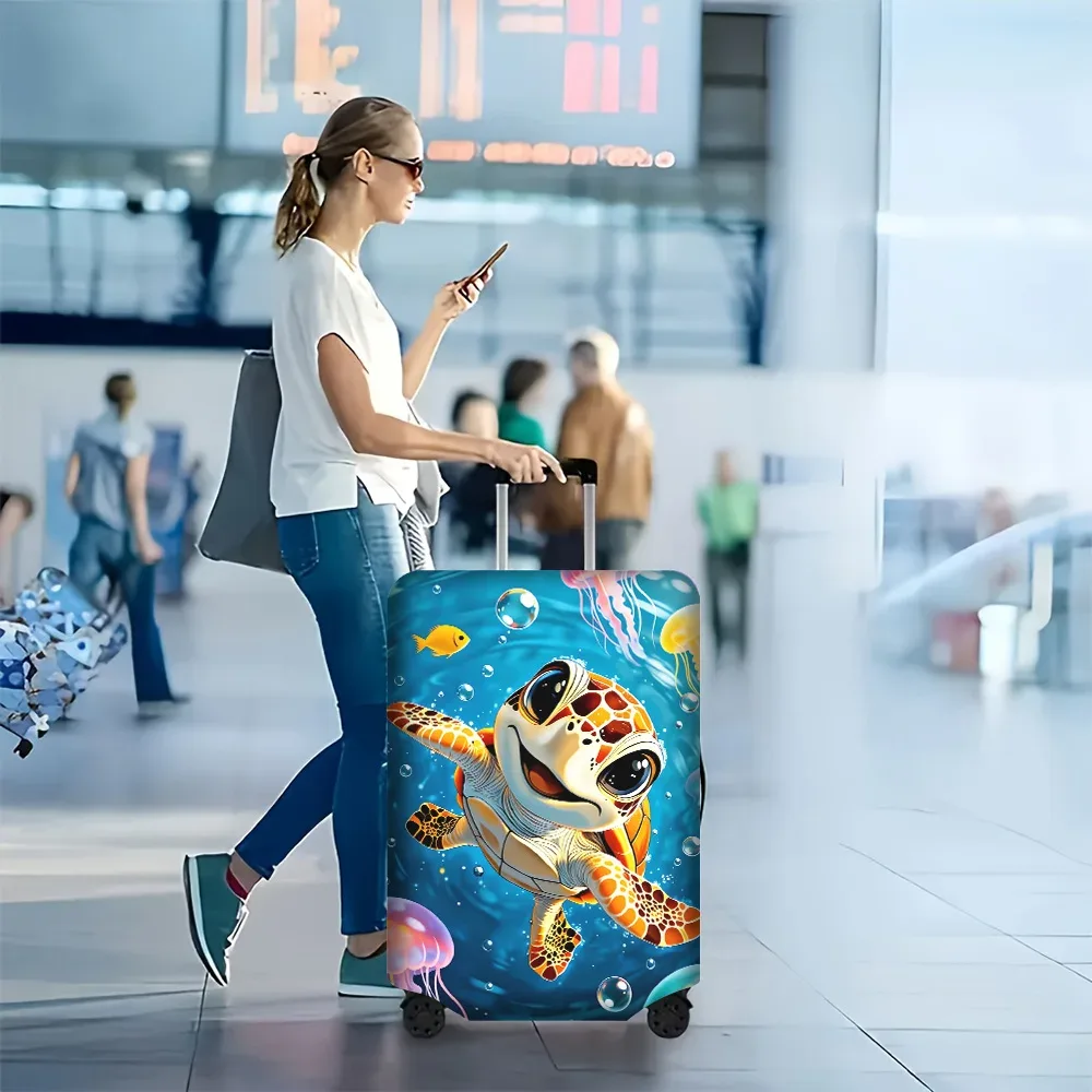 1 housse de bagage à imprimé tortue pour bagages de 18 à 32 pouces ; accessoires de voyage anti-poussière et élastiques pour protéger efficacement vos bagages