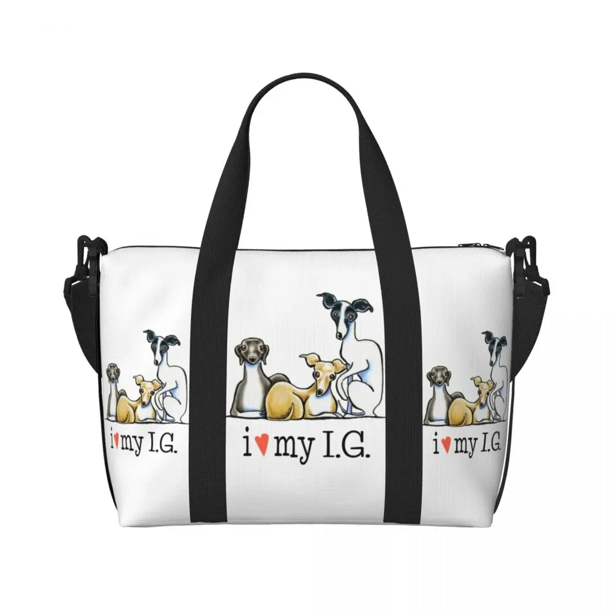 sac fourre-tout personnalisé whippet peeping pour femme, grande capacité, lévrier lévrier, sac de voyage pour chien, salle de sport, plage