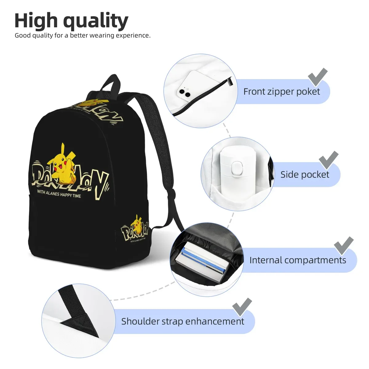 sac à dos pokemon à la mode pikachu mochilas sac à dos polyvalent de grande capacité pour le camping