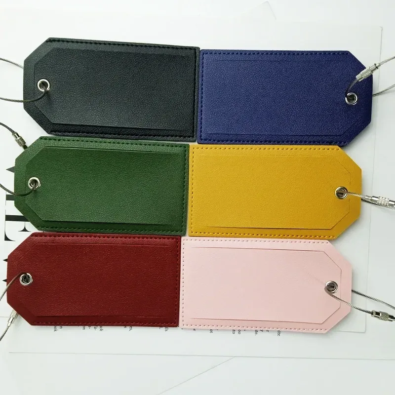 Étiquette de bagage en cuir PU personnalisée avec boucle en fil d'acier - Identificateur de sac de voyage personnalisé pour les voyages en avion