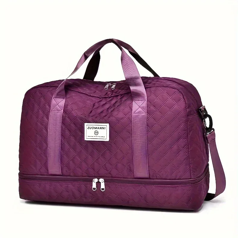 sac de sport de luxe, sac à main de grande capacité, initié et sac fourre-tout à bandoulière avec séparation de support sec, poches latérales pour touristes, voyage, salle de sport