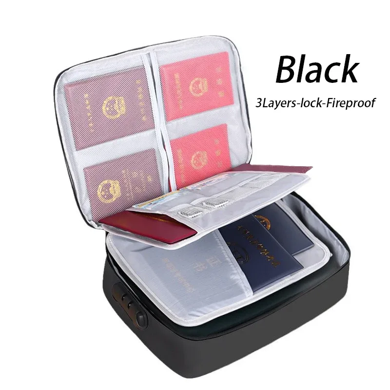 sac pour passeport de documents haute capacité 3/5 couches oxford avec serrure étui organisateur de documents grand espace pour les certificats de dossiers a4