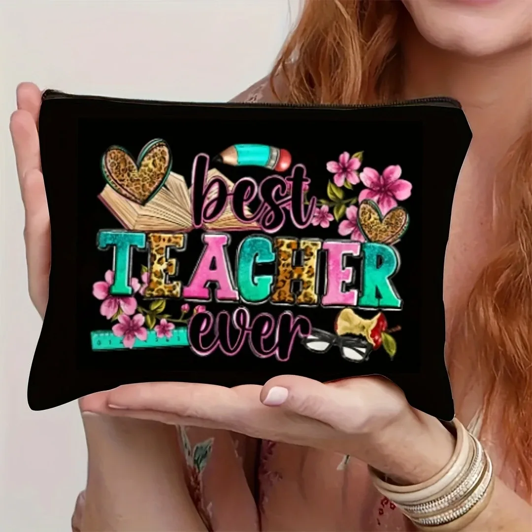 1 pièce, trousse de maquillage inspirante pour enseignant, cadeau de remerciement pour enseignant, trousse de maquillage pour enseignant, sac de rangement pour cosmétiques