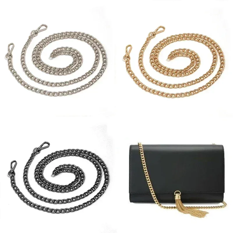 chaîne de sac en métal et aluminium de 120cm, pièces de rechange, accessoires pour sac à main à bandoulière tissé à la main, bricolage, sangles détachables faites à la main