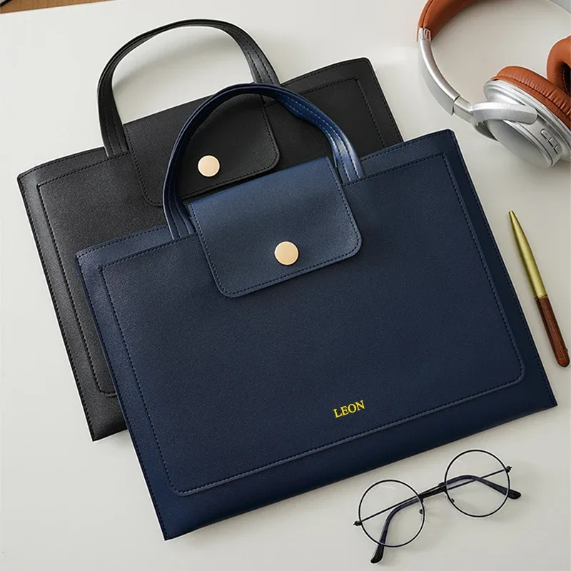 porte-documents de luxe portable de grande capacité, nom personnalisé, sac à documents en papier a4, mode femme d'affaires, pochette d'ordinateur 13 pouces, fourre-tout