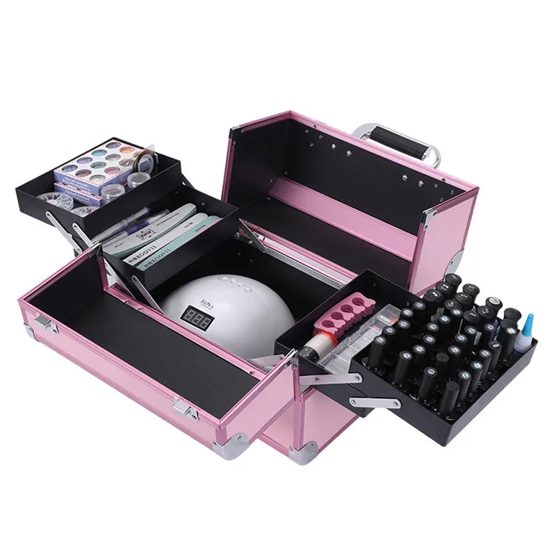 sac de maquillage extensible verrouillable, outils d'art des ongles en aluminium, boîte à cosmétiques, tiroirs multicouches, vernis à ongles, organisateur de rangement de manucure