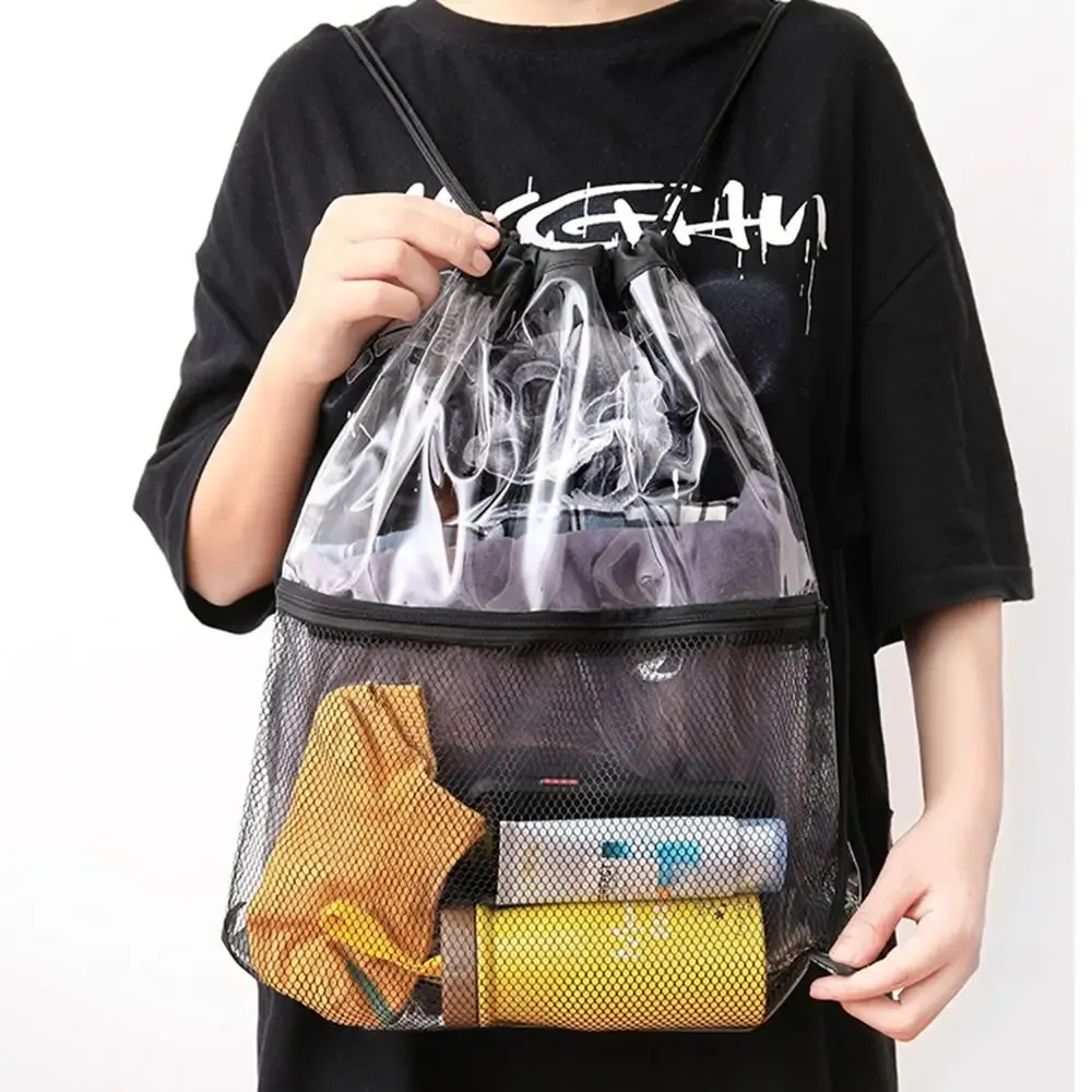 Sac à dos portable à cordon de serrage de grande capacité, sac de plage pliable, sac transparent en PVC, sac de natation, sac à bandoulière, sac Jelly, sac de sport