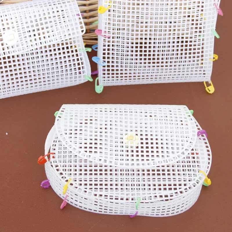 kit de sac à main transparent en toile plastique maille, sac à bandoulière en tricot, sac en plastique fait à la main, pièce de fil, accessoires de bricolage, sac à crochet