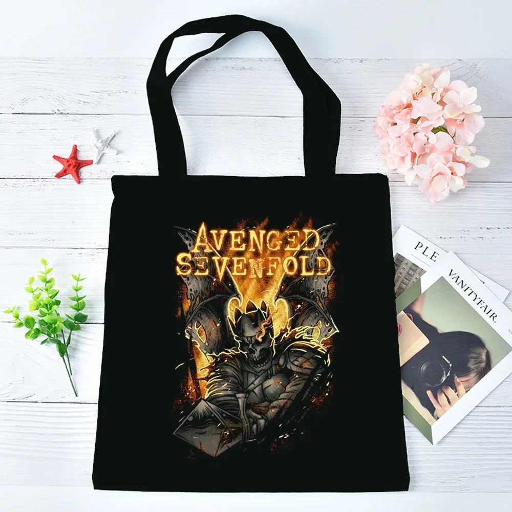sac fourre-tout avenged sevenfold réutilisable personnalisable, sac à bandoulière, cabas pliable pour femme