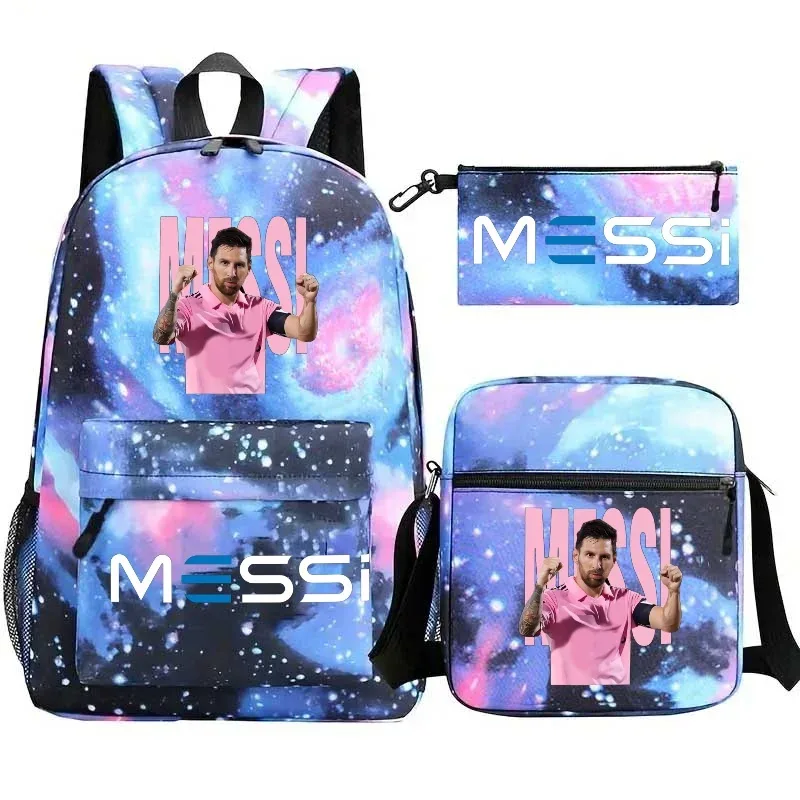 lot de 3 sacs à dos messi en nylon, simples, pour le sport, avec compartiment pour ordinateur portable, sacs à dos décontractés pour l'école, les voyages et les trajets quotidiens