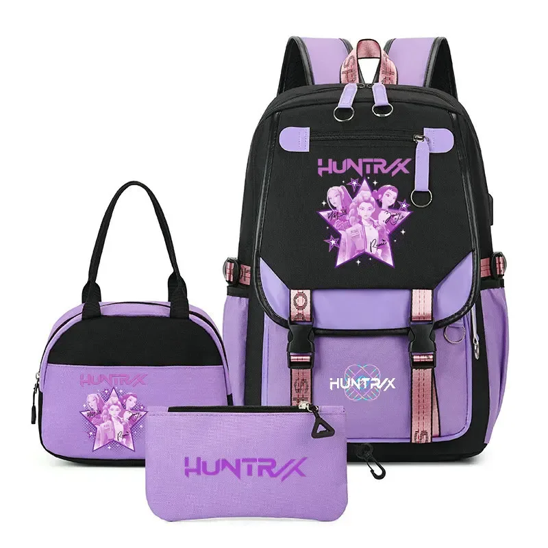 sacs à dos tendance k-pop demon hunters pour adolescentes, sacs à bandoulière, trousse à crayons, ensemble de sacs d'école pour étudiants, sac de voyage mochila