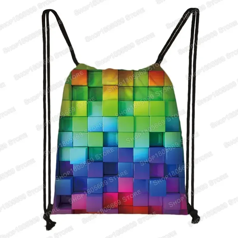 sac à dos magique cube imprimé avec cordon de serrage, sacs de rangement cubo magico pour voyage formule mathématique, sac à dos d'école pour garçons et filles, sac de jour pour enfants