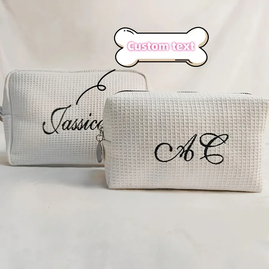 sac à cosmétiques personnalisé avec nom, sac de voyage léger en velours côtelé tendance, sac de maquillage durable de grande capacité, cadeau pour la fête des mères