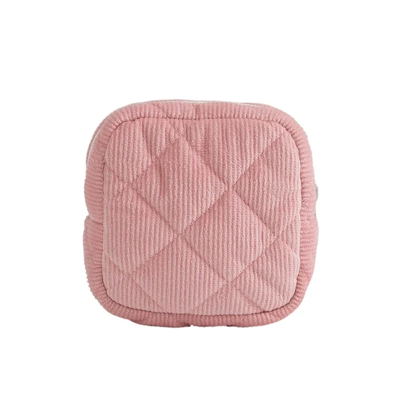 petite trousse de maquillage en velours côtelé, mini pochette à cosmétiques, sac essentiel avec fermeture éclair en métal pour sac à main, voyage et cadeaux