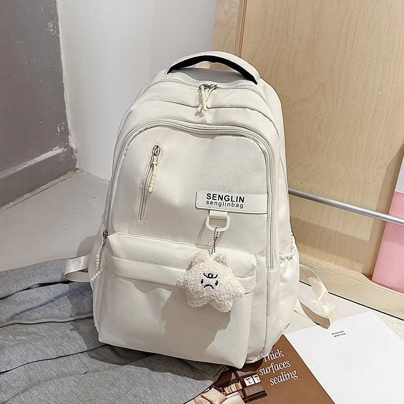 sac à dos chimred pour femme, grande capacité, sac d'école léger, voyage décontracté, sac piedmont avec pendentif mignon