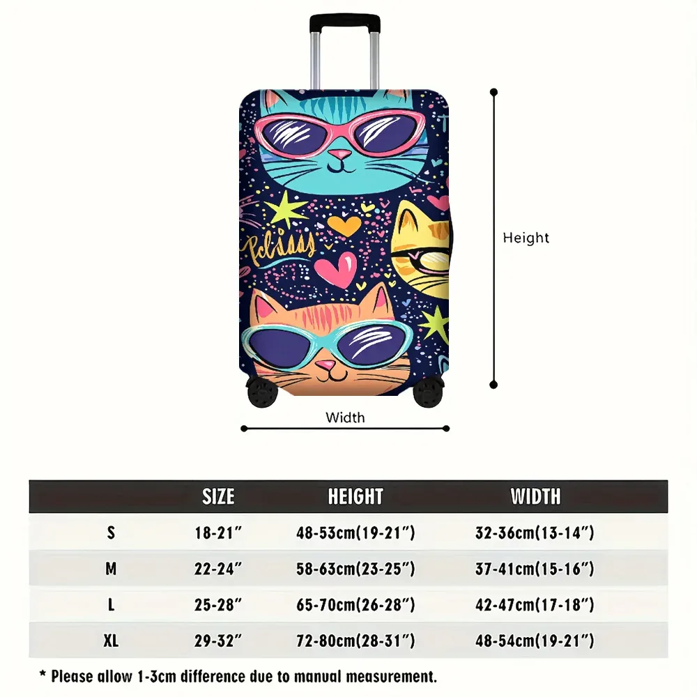 1 housse de bagage de style rétro sur le thème du chat, convient aux valises de 18 à 32 pouces, protège votre valise