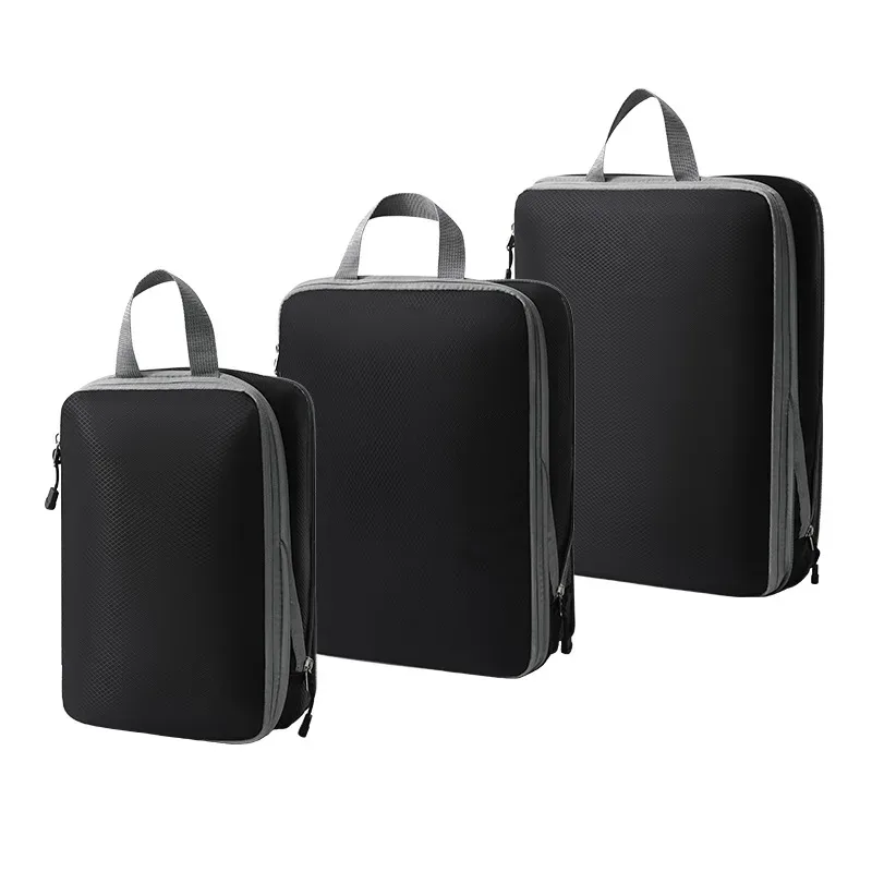 ensemble de 3 cubes de rangement compressibles pour vêtements de voyage, sacs organisateurs de vêtements imperméables et compressibles pour valise