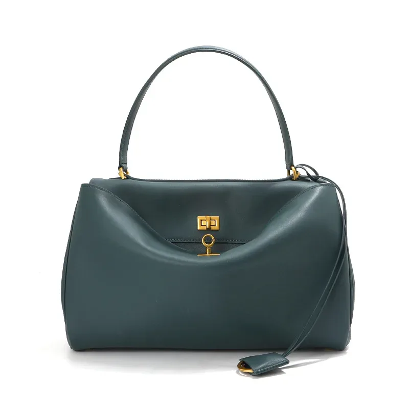 sac fourre-tout en cuir véritable avec fermeture à boucle, sac à bandoulière grande capacité, sac à main de créateur, sac bandoulière pour femme
