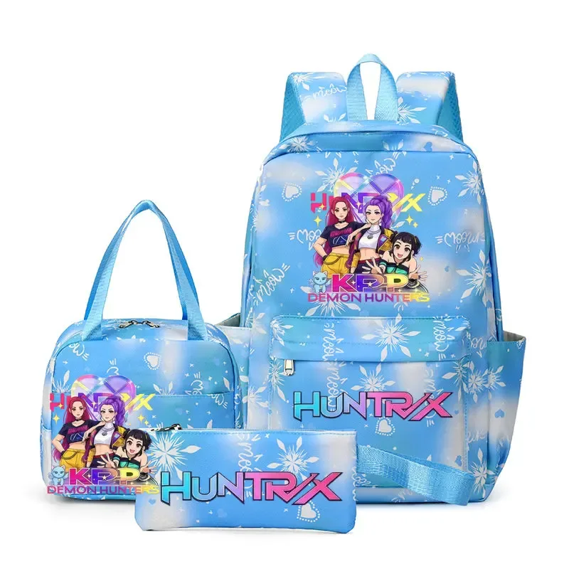 ensemble de 3 sacs à dos kpop demon hunters, sac d'école, sac à déjeuner, trousse à crayons, cadeau de rentrée scolaire pour fille, mochila de loisirs, sacs de voyage pour adolescents