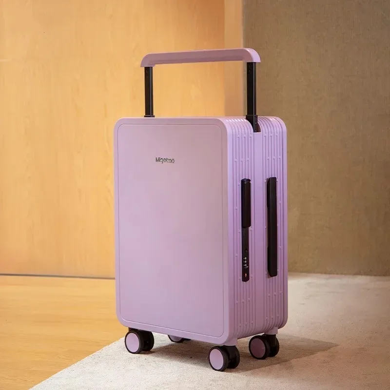 bagage roulant à guidon large, valise de chariot d'équilibre de voyage en matériau pc durable de haute qualité avec 360 ° verrouillage tsa pour roue rotative