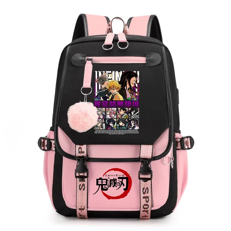 sac à dos imprimé demon slayer anime pour filles, sac à dos d'école décontracté, sac à dos de voyage léger pour adolescents