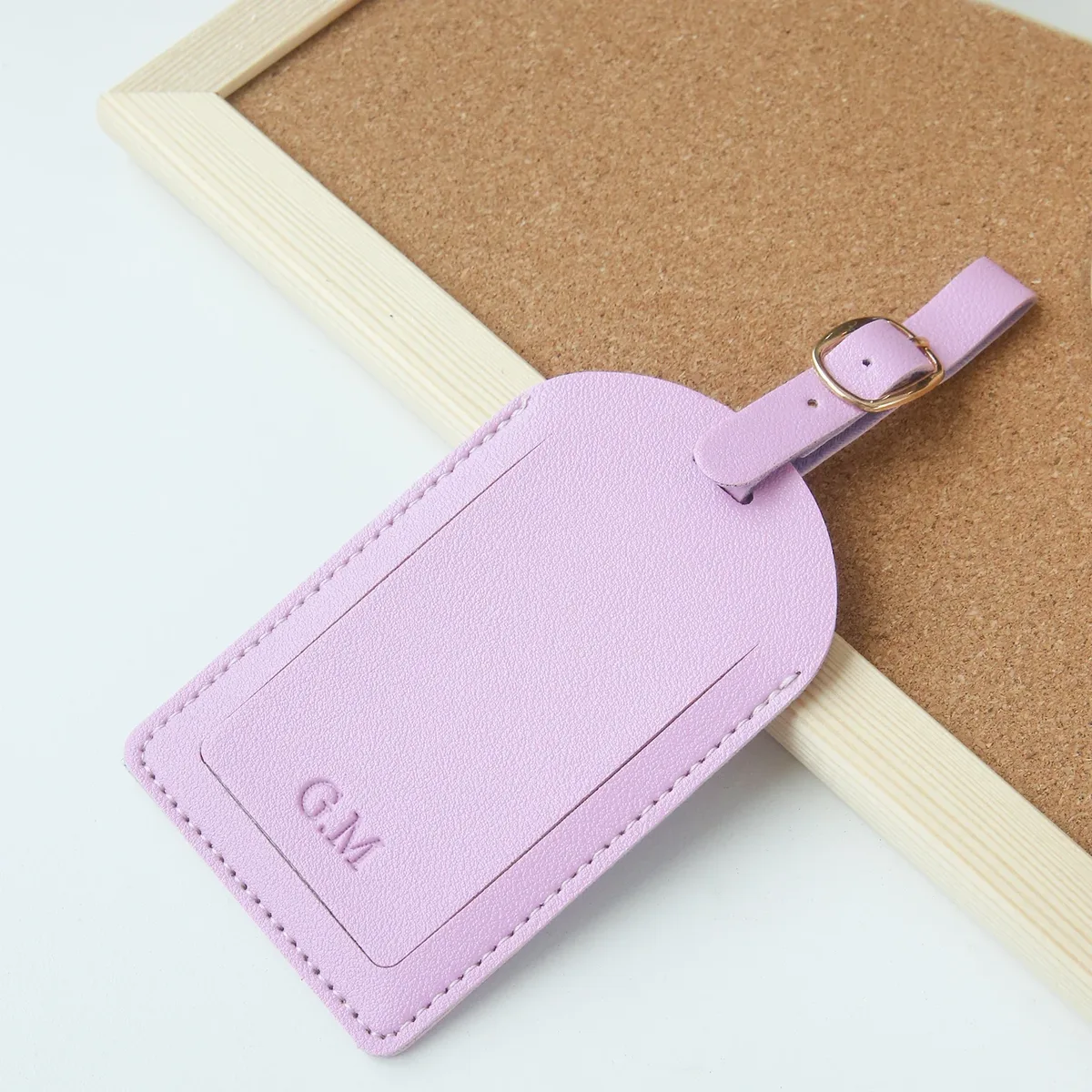 étiquette de bagage en cuir personnalisée avec initiales en relief, boucle réglable, couvercle rabattable pour la confidentialité, étiquette de voyage anti-perte pour valise