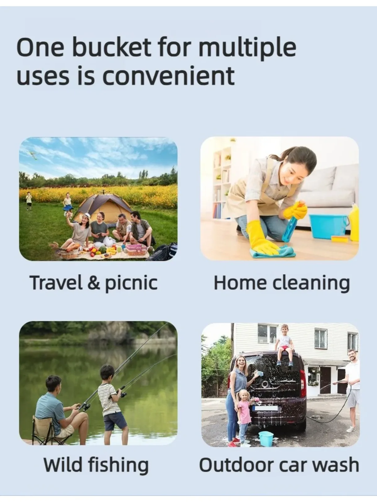 seau pliable portable, sac de rangement en toile, seau à eau pour camping et pêche en extérieur, seau de stockage d'eau pour lavage de voiture