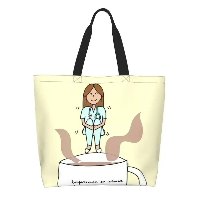 dessin animé médecin infirmière enfermera en apuros sacs d'épicerie grande capacité esthétique merch pour femme rue sac à bandoulière