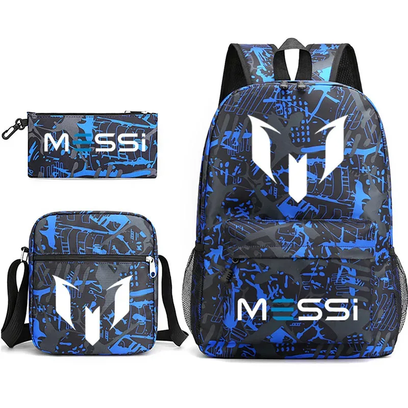 sac à dos de football messi imprimé, grande capacité, sacs d'école avec étui à stylos décontracté, sac à bandoulière, sac de sport no 10, sacs de voyage pour femmes et hommes