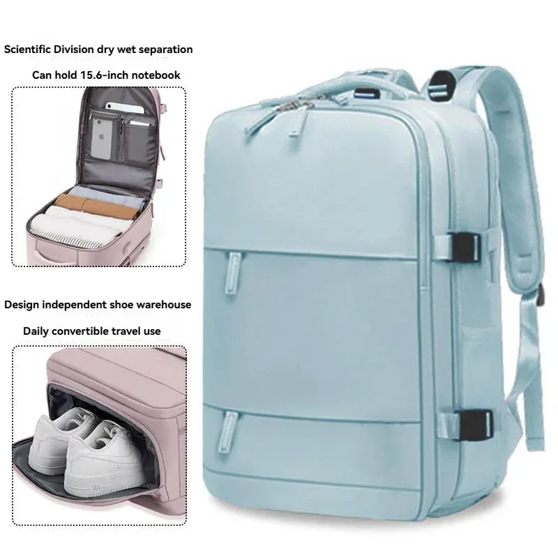 sac à dos grande capacité pour femme, séparation sec/humide, sacoche pour ordinateur portable, sac à dos multifonctionnel imperméable