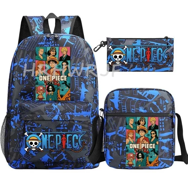 sac à dos one picec monkey d luffy, 3 pièces, sacs d'école pour garçons, sac à dos léger pour ordinateur portable, capacité pour étudiants, mochilas de voyage