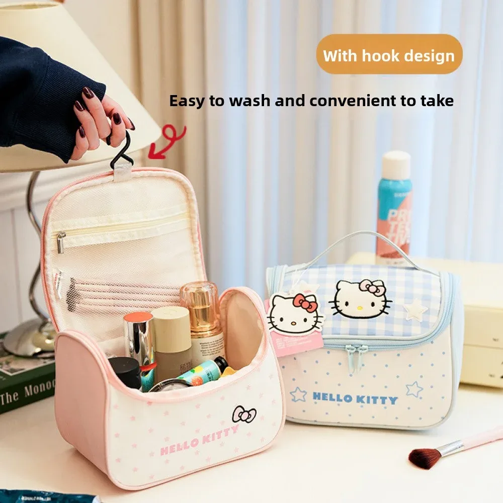 trousse de maquillage hello kitty à imprimé pomme, très attrayante, grande capacité, durable, idéale pour les voyages et les déplacements professionnels, portable