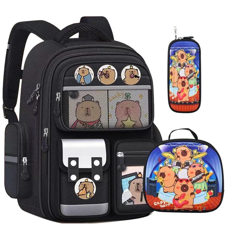 sacs d'école pour enfants capybara, pour garçons et filles, soulagent la charge, protègent la colonne vertébrale, sangles larges, sac à dos scolaire, sac à livres