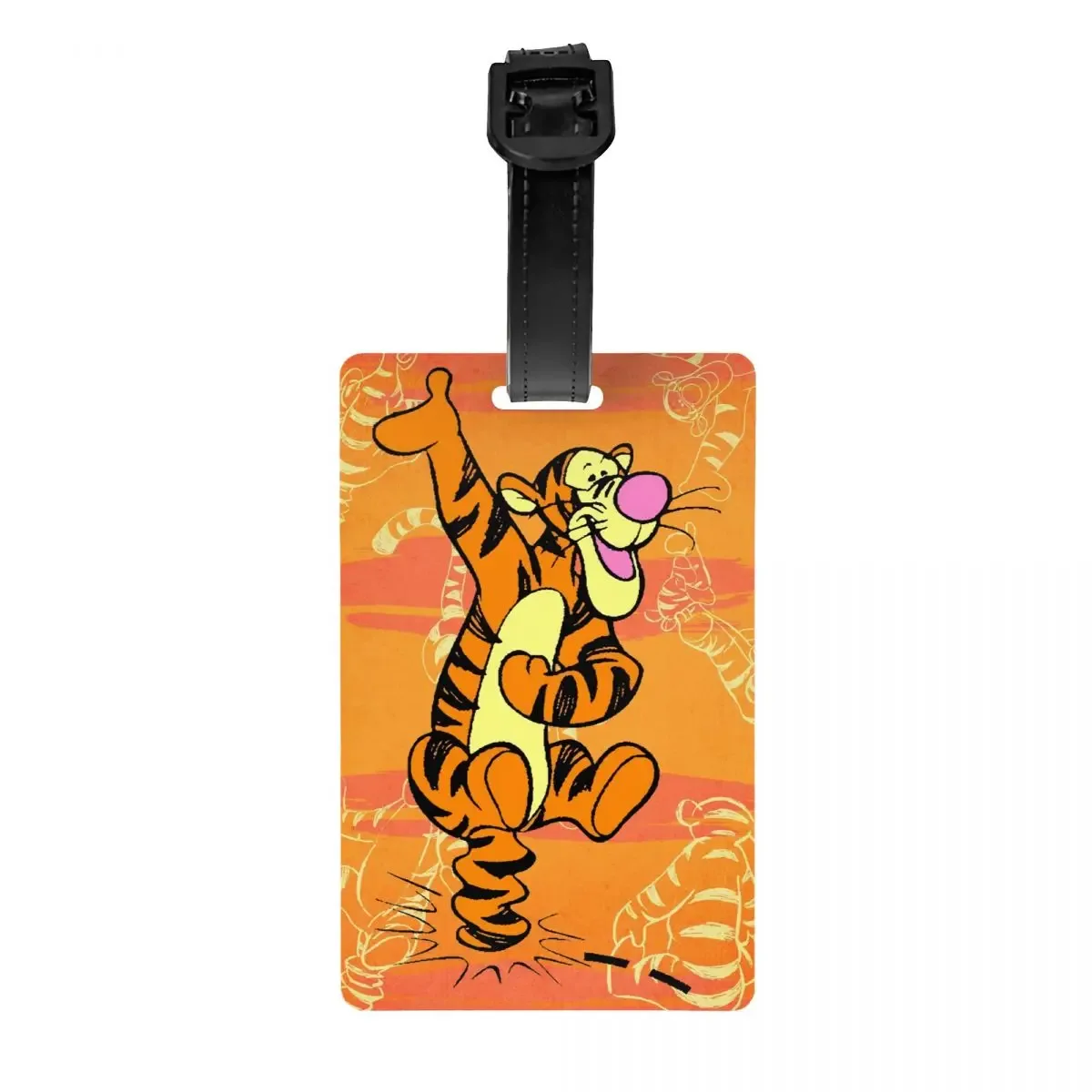 étiquette de bagage personnalisée avec dessin animé tigger et winnie l'ourson, protection de la vie privée, étiquettes de bagages, étiquettes de sac de voyage, étiquettes de valise