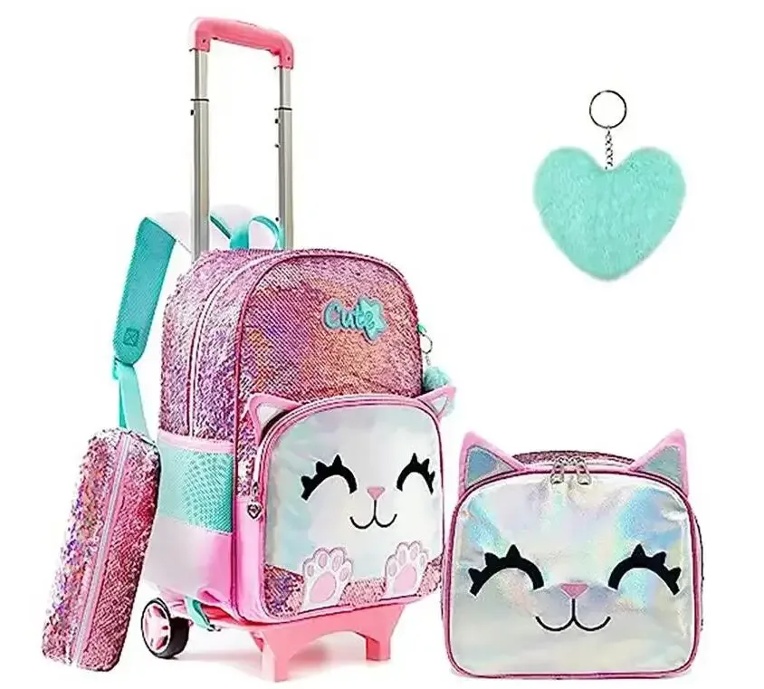 sac à dos d'école à roulettes sac d'école avec roulettes sac cartable enfants école sac à dos roulant pour filles sac de chariot d'école
