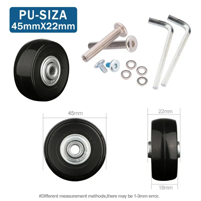 roues de rechange pour valise à bagages, axes od 36-50mm, noir de luxe avec vis, adaptées à une roulette pivotante de valise de 18 à 26 pouces