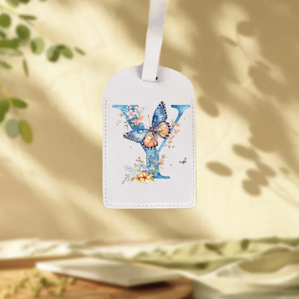 étiquettes de bagages blanches personnalisées adaptées aux valises, aux vêtements et aux bijoux - nom/logo/texte, 26 étiquettes florales et alphabétiques