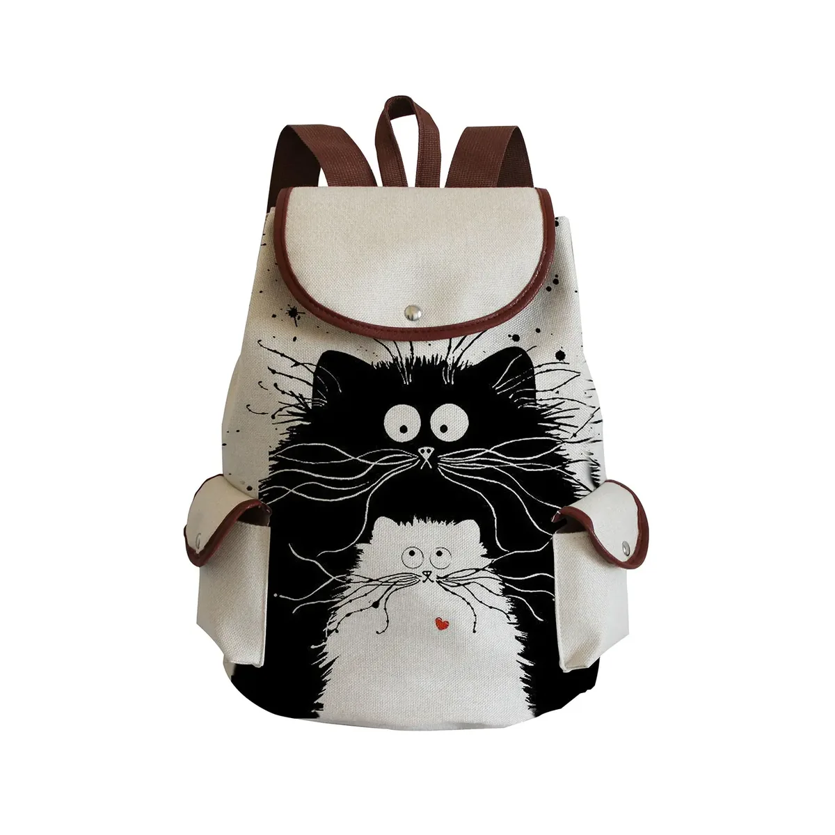 sac à dos imprimé chat mignon de dessin animé pour adolescentes, sac d'école, sac à dos de voyage de grande capacité, sac à dos de proximité pour filles, mode pour femmes