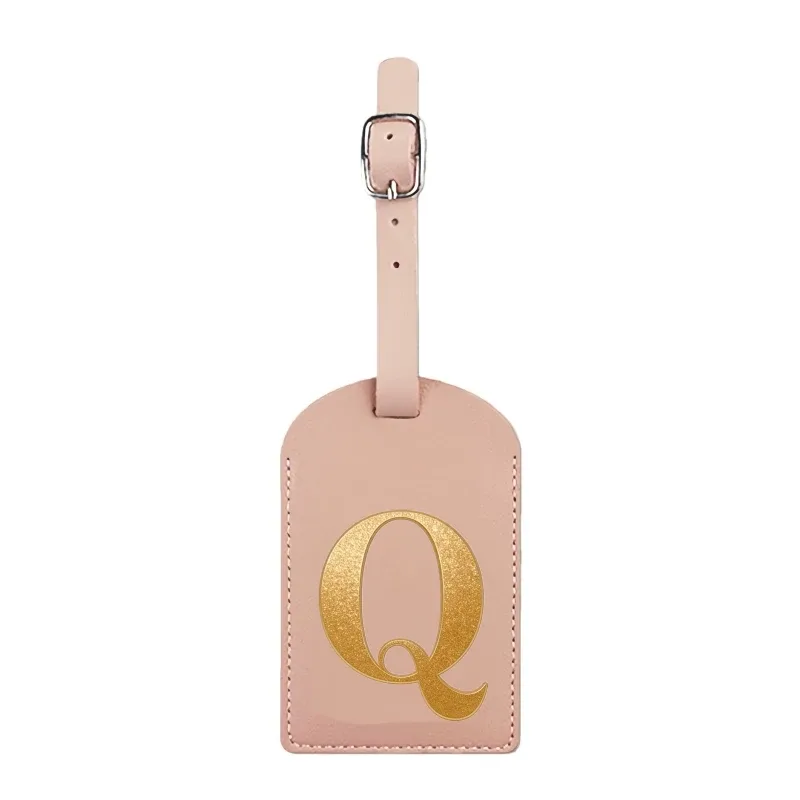 étiquette de bagage personnalisée avec nom, rose, avec motif de carte d'embarquement et initiales pour une identification facile