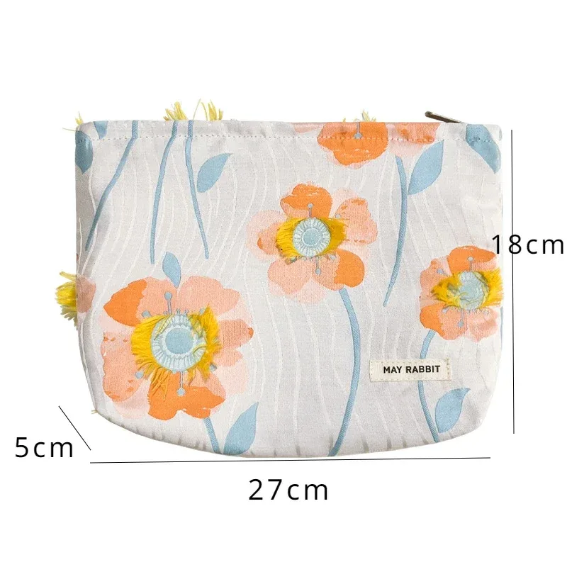 nouveau sac de maquillage vintage fleur en relief de haute qualité pour femmes, sac à cosmétiques, pochette de maquillage en toile de grande capacité, organisateur de voyage