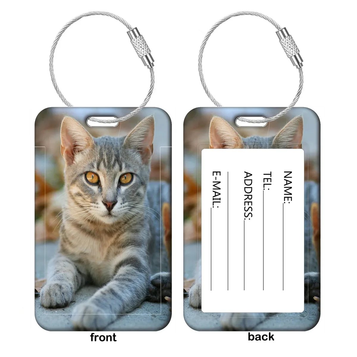 étiquettes de bagage chat mignon, porte-adresses et noms pour valises, étiquettes de bagage chaton, accessoires de voyage pour valises