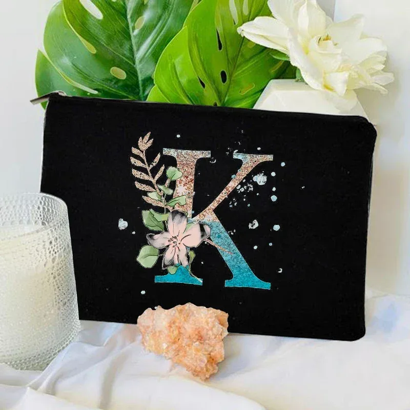 sacs à fermeture éclair pour maquillage initial dégradé, pochette de voyage pour toilettes, rouge à lèvres, enterrement de vie de jeune fille, pochette cosmétique pour demoiselle d'honneur