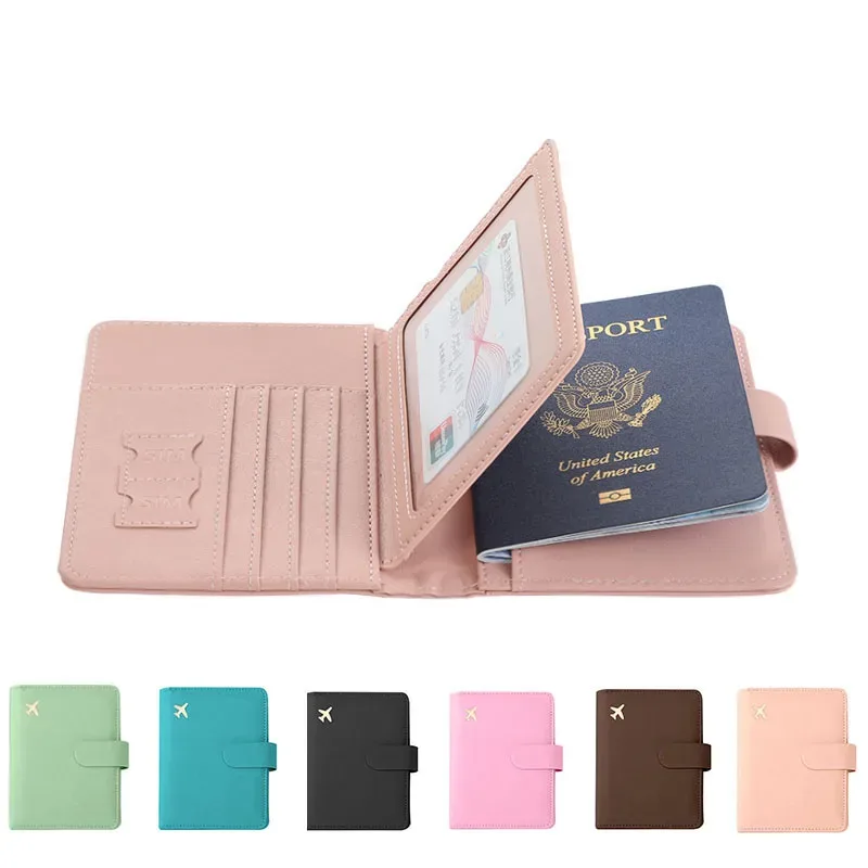 Porte-passeport en cuir couvre étui étanche voyage carte de crédit portefeuille mignon passeport livre pour femmes/hommes boucle passeport couverture