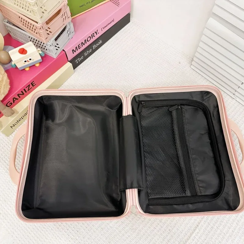 valise abs de 14 pouces, sacs à cosmétiques, étui de voyage d'affaires léger, étui d'hébergement pour étudiants, sac de rangement de maquillage, cadeau souvenir.